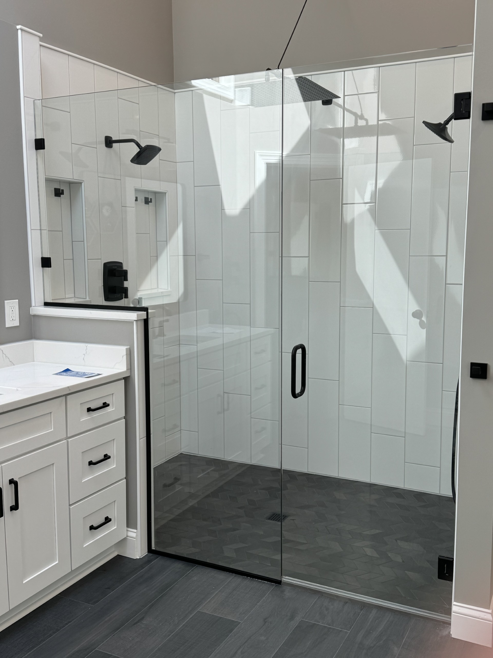 Elite Series Shower Door with Notched Panel